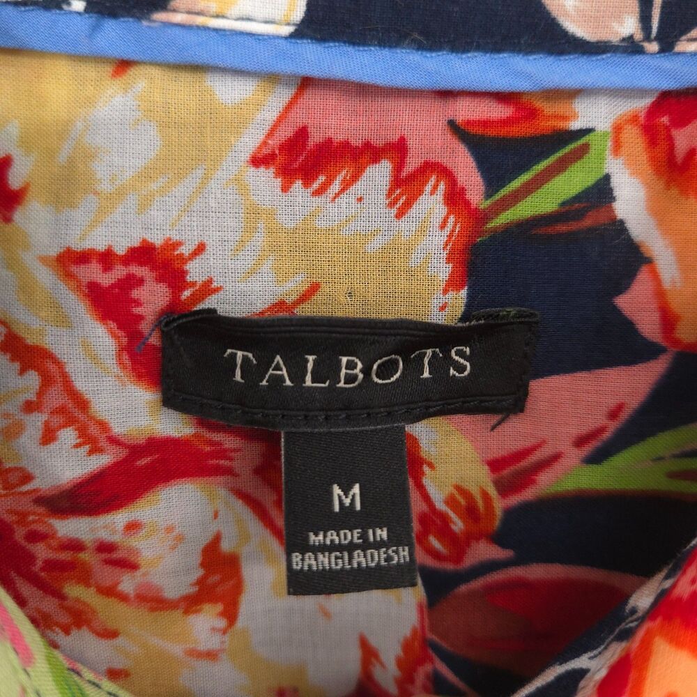 Talbots floral button down Size M 100% cotton - image 6